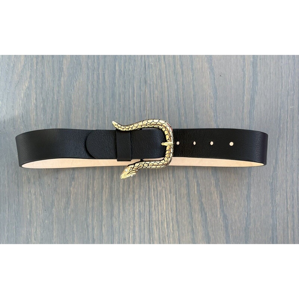 B-Low the Belt Black and Gold Snake Buckle Belt